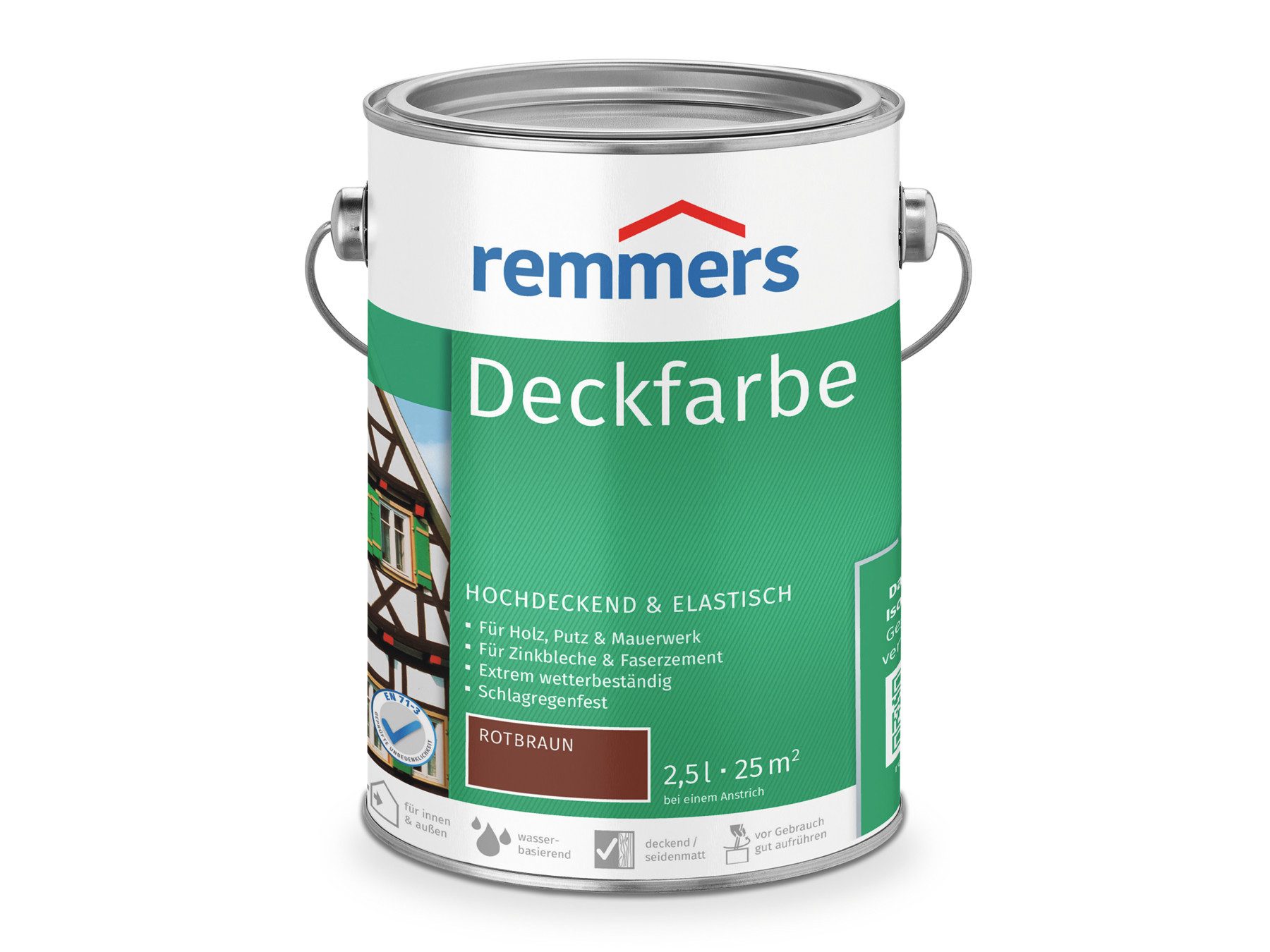 Remmers Wetterschutzfarbe Deckfarbe 2,5 Liter, für viele Untergründe, hochdeckend, wetterfest