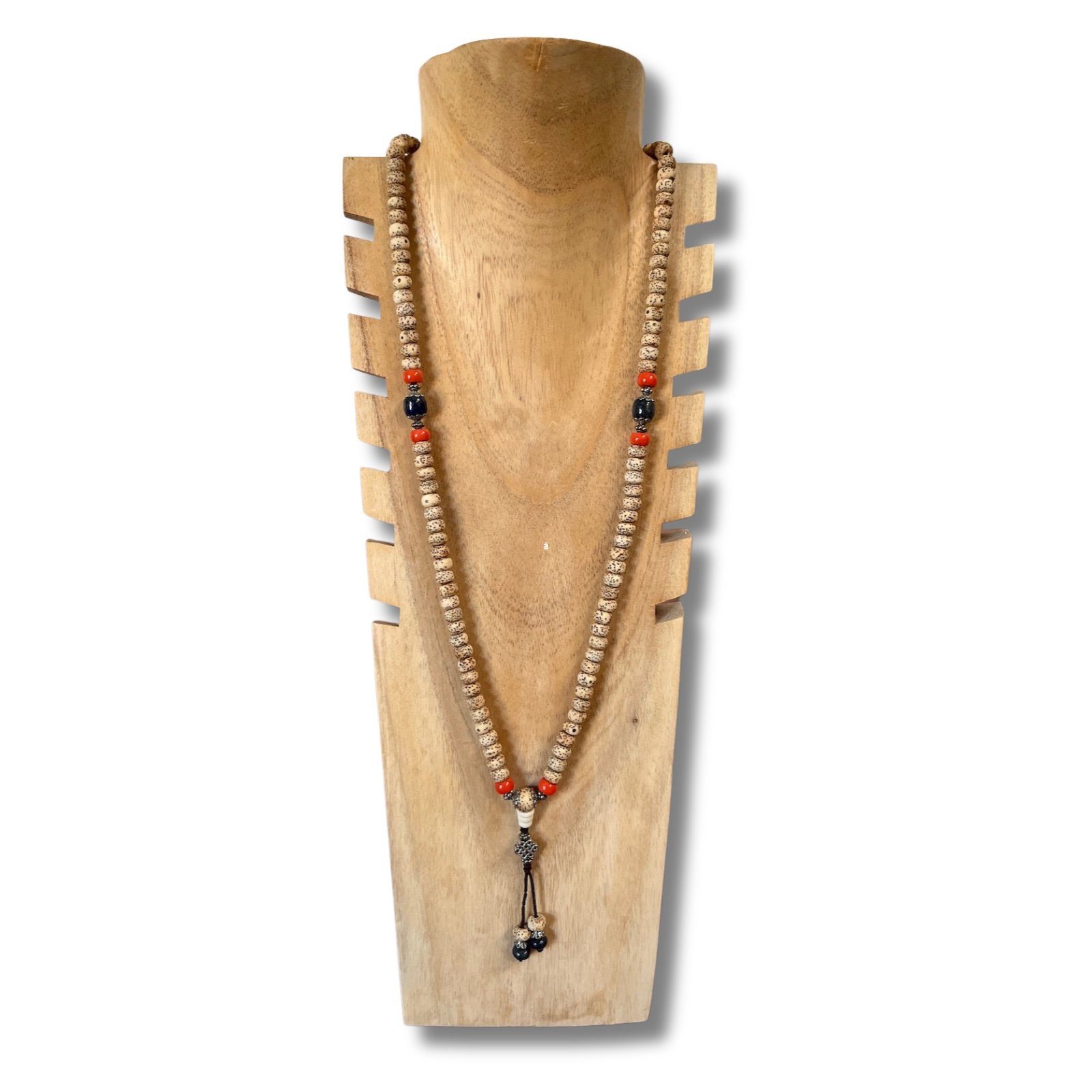 Asien LifeStyle Kette mit Anhänger Mala Gebetskette Halskette Armband Lotussamen 108 Perlen Ewiger Knoten