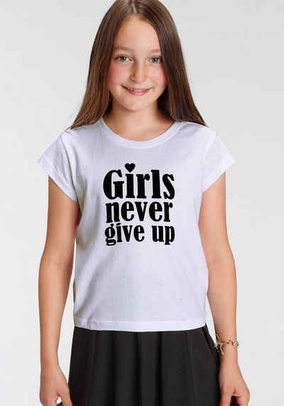KIDSWORLD T-Shirt Girls nerver give up kurze modische Form
