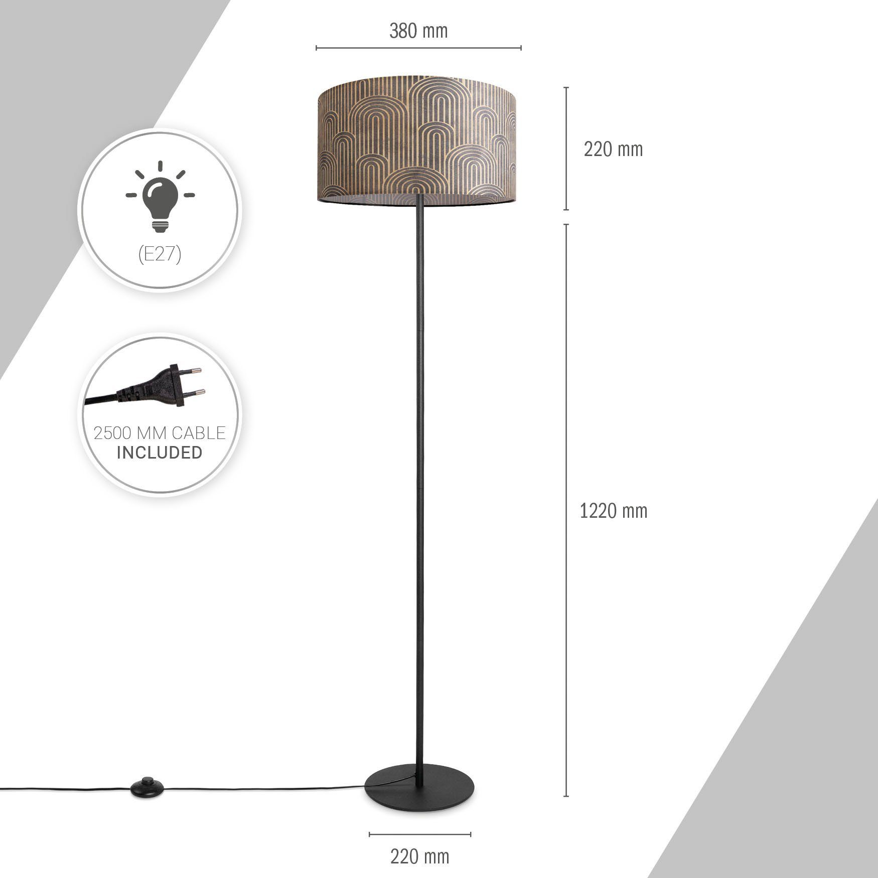 Paco Home Stehlampe Luca Pillar, Mit Wohnzimmer Modern Stehlampe Stoffschirm Leuchtmittel, ohne Vintage E27 Leselampe