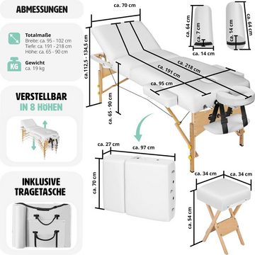 tectake Massageliege 3 Zonen Massageliege-Set mit 10cm Polsterung, (Set, 1-St., mit Tragetasche)