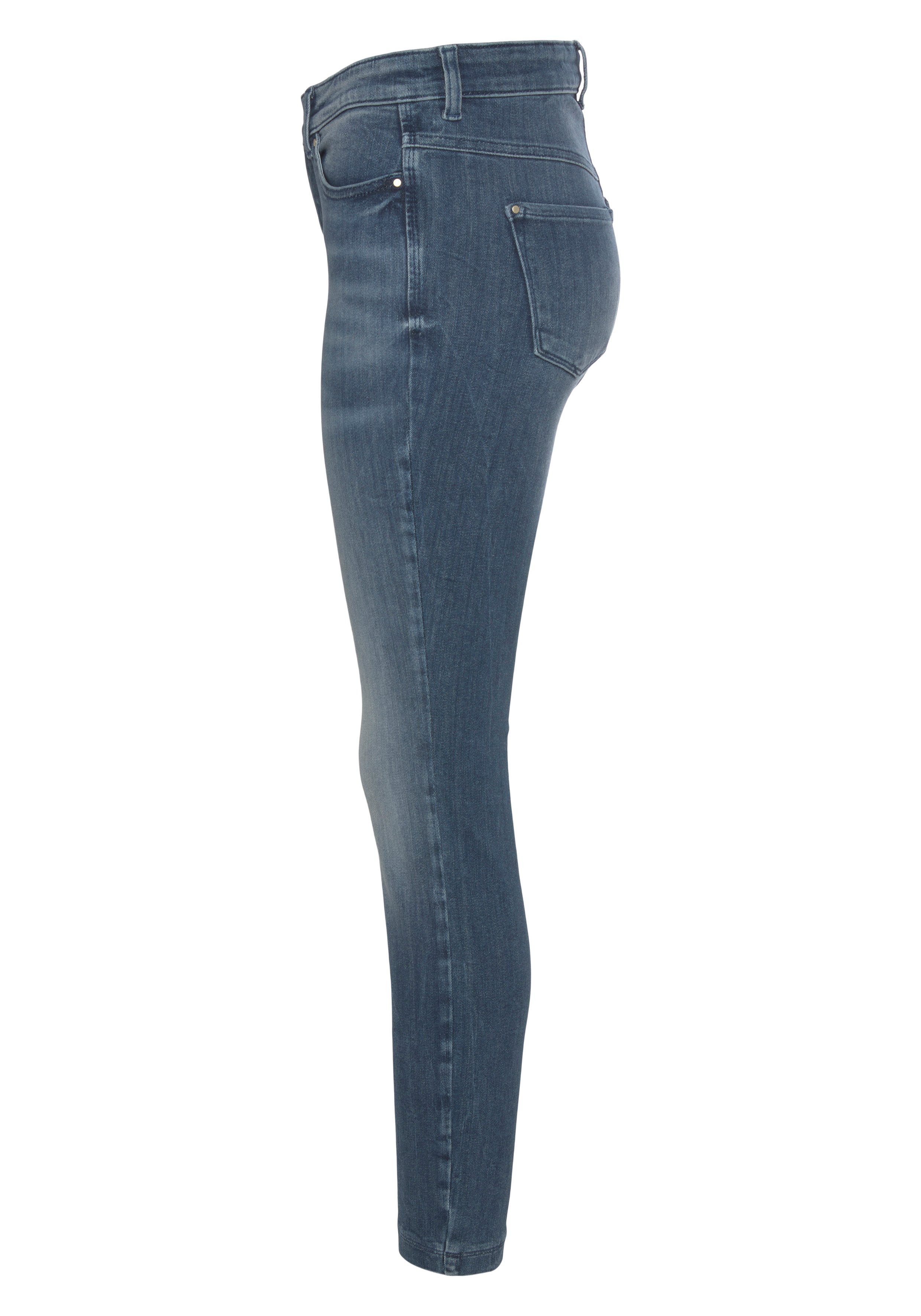 net blue Sitz Hochelastische perfekten für sorgt Dream Qualität Skinny-fit-Jeans dark Skinny wash den authentic MAC