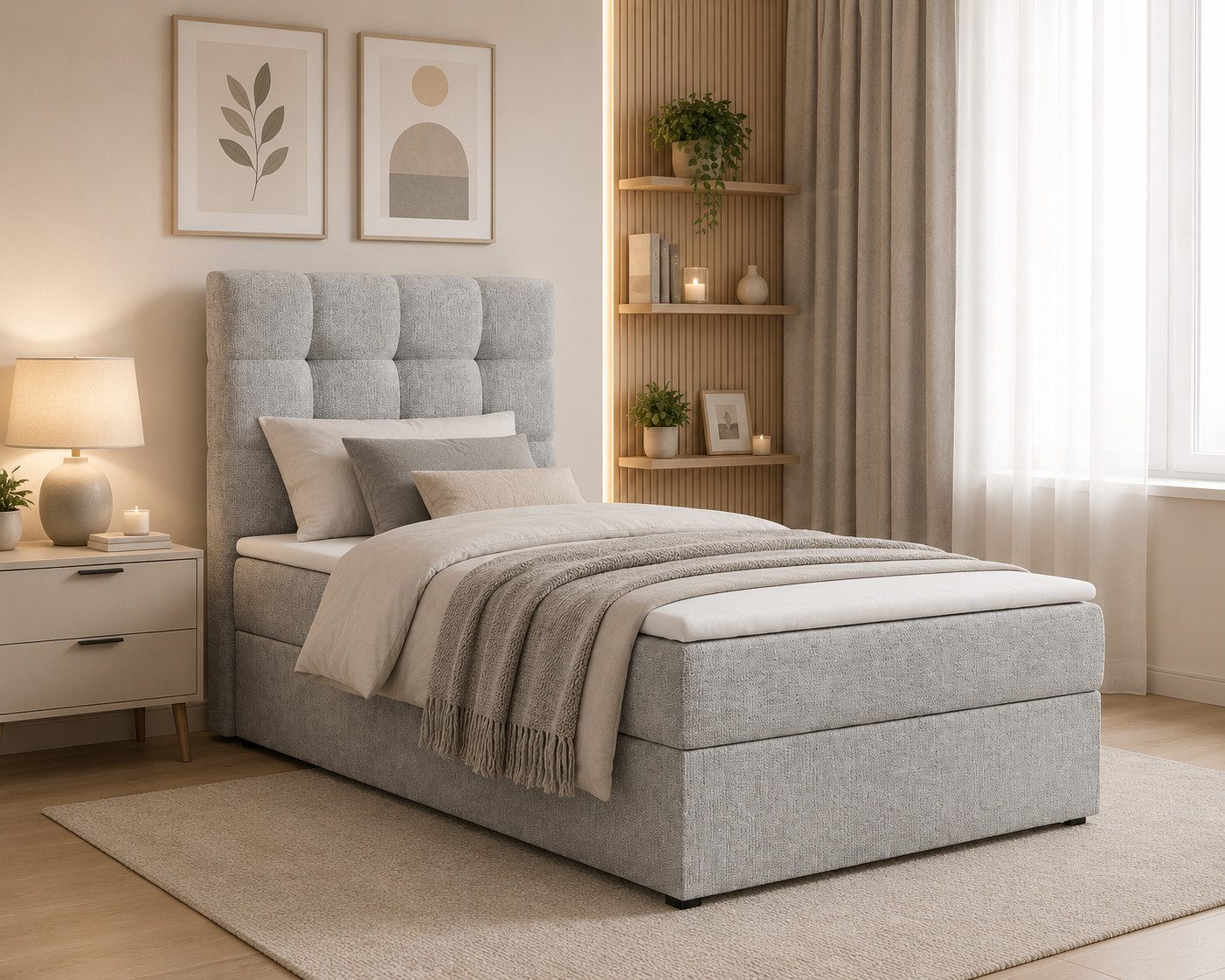 ROYAL24_MARKT Boxbett - Bett 05 OSLO - Aragon - mit Bettkasten und Komfort-Topper (Bett-Set, 1-St., Boxbett inkl. Bettkasten und PU-Schaum-Topper), Bettkasten, PU-Topper, Federmechanismus