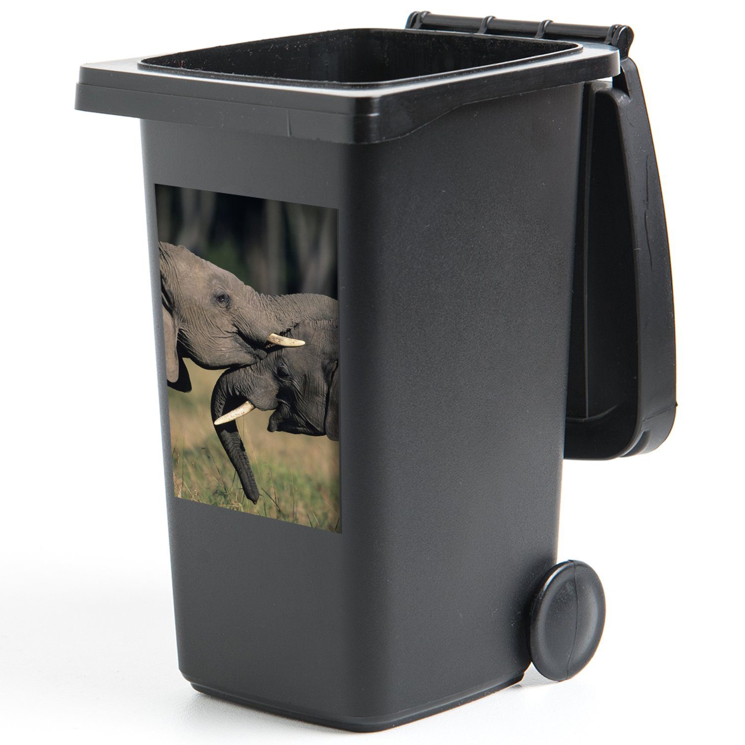 MuchoWow Wandsticker Elefant - - (1 Tiere Natur Container, St), - Mülltonne, Grau Mülleimer-aufkleber, Sticker, Abfalbehälter