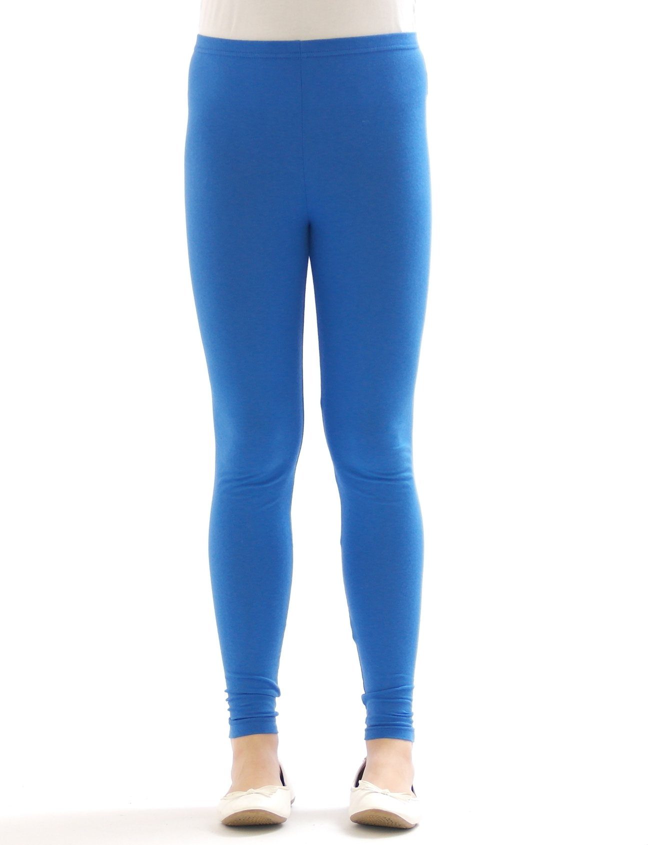 lang Mädchen SYS Leggings Kinder blickdicht Baumwolle Hose Leggings aus Blau