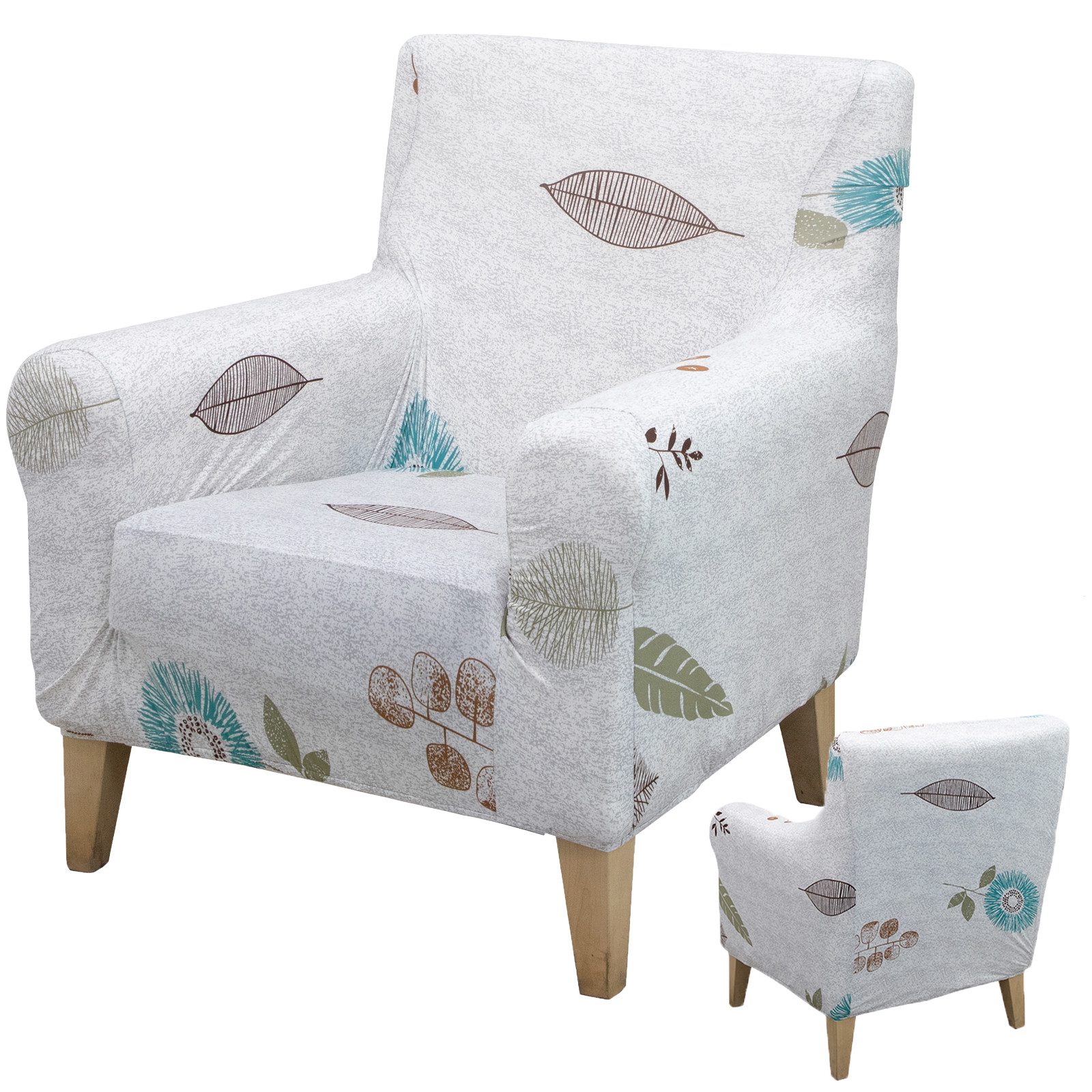 BTTO Sesselhusse Floraler Sesselbezug,Stretch Einzelsofa Möbelschutz mit Armlehnen, Bunt Blumen Stuhlbezüge Stuhlschutz,Couchbezug 1 Sitzer