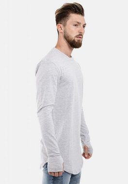 Blackskies T-Shirt Round Langarm Longshirt T-Shirt Aschgrau Medium