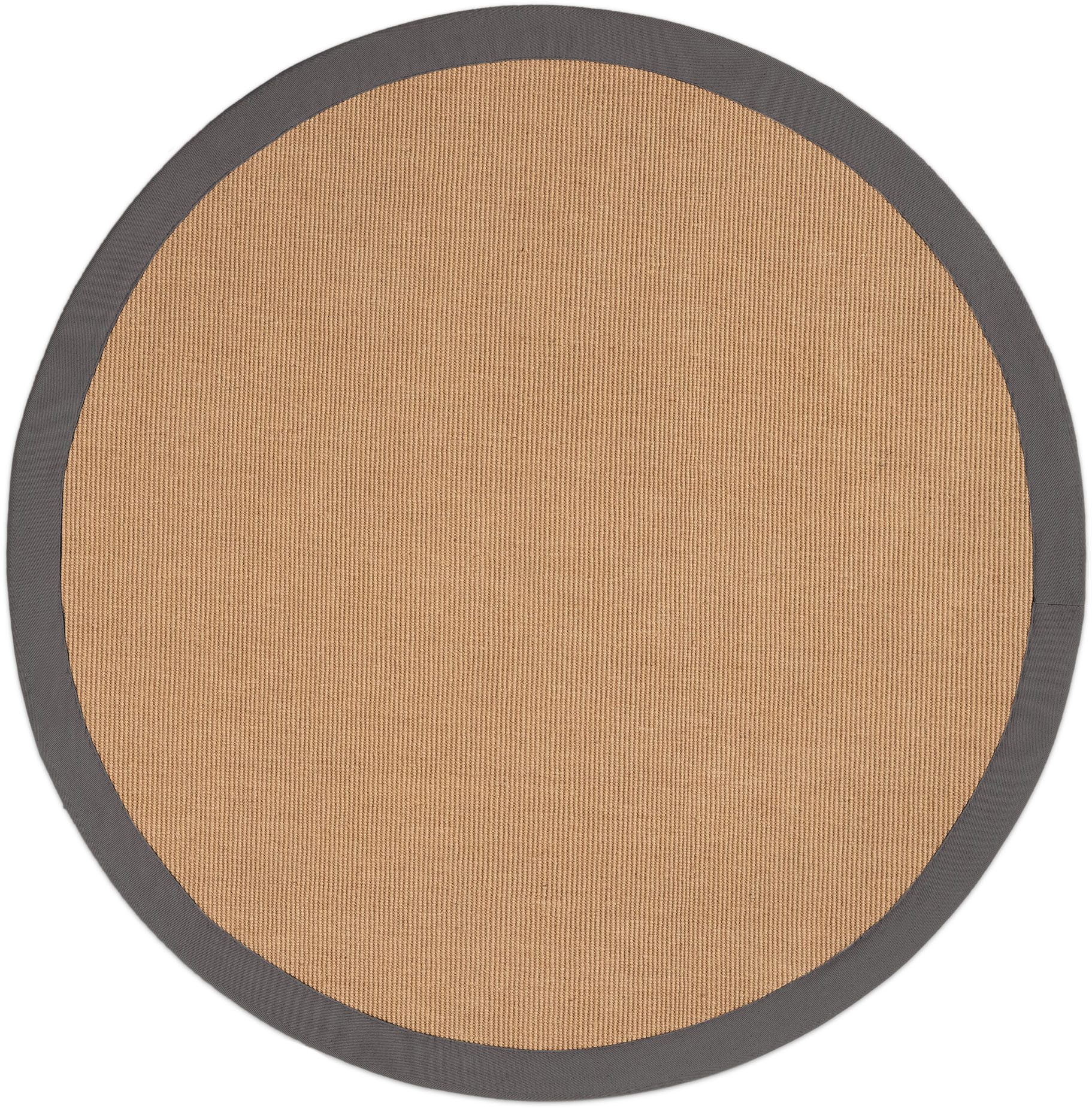 carpetfine Sisalteppich Sisal, rund, Höhe: 5 mm, mit farbiger Bordüre, Anti-Rutsch Rückseite