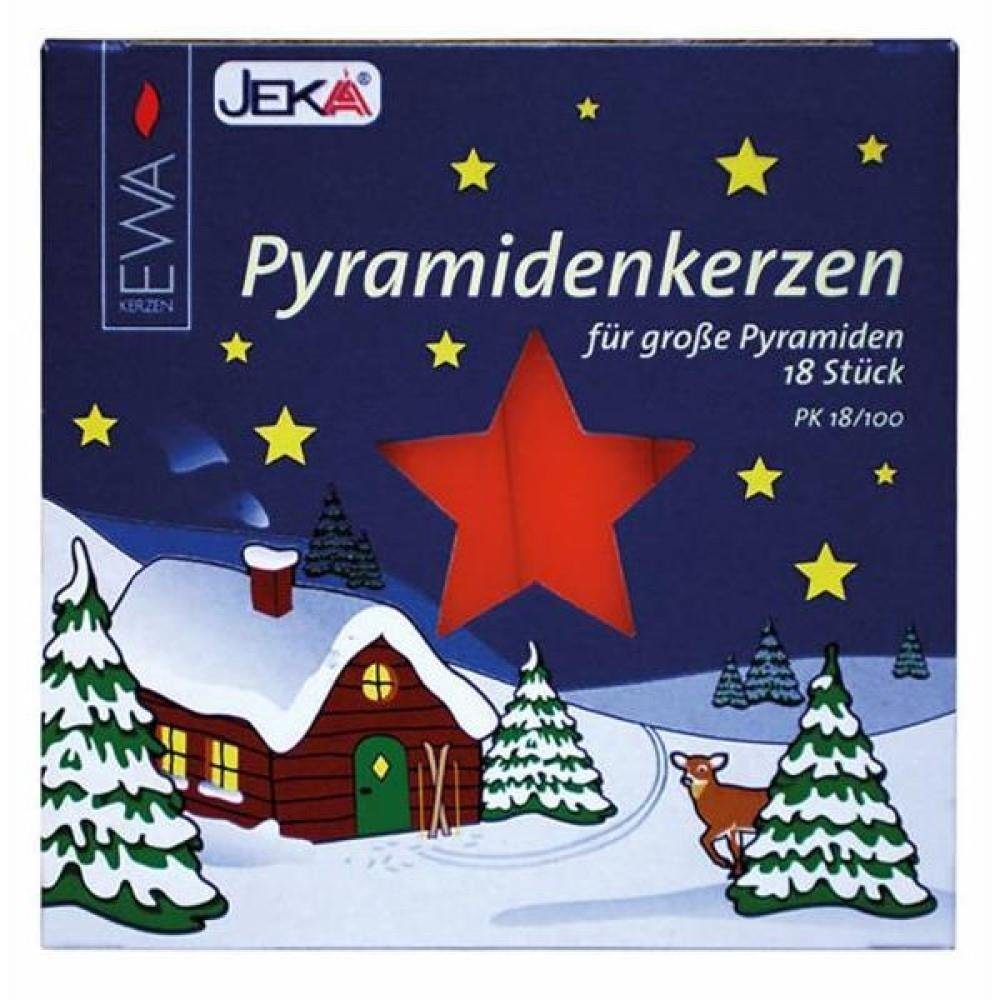 Ebersbacher Kerzenfabrik Adventskerze Pyramidenkerzen, 18er rot 18 x105 mm Kerzen für Pyramiden Weihnachtskerzen