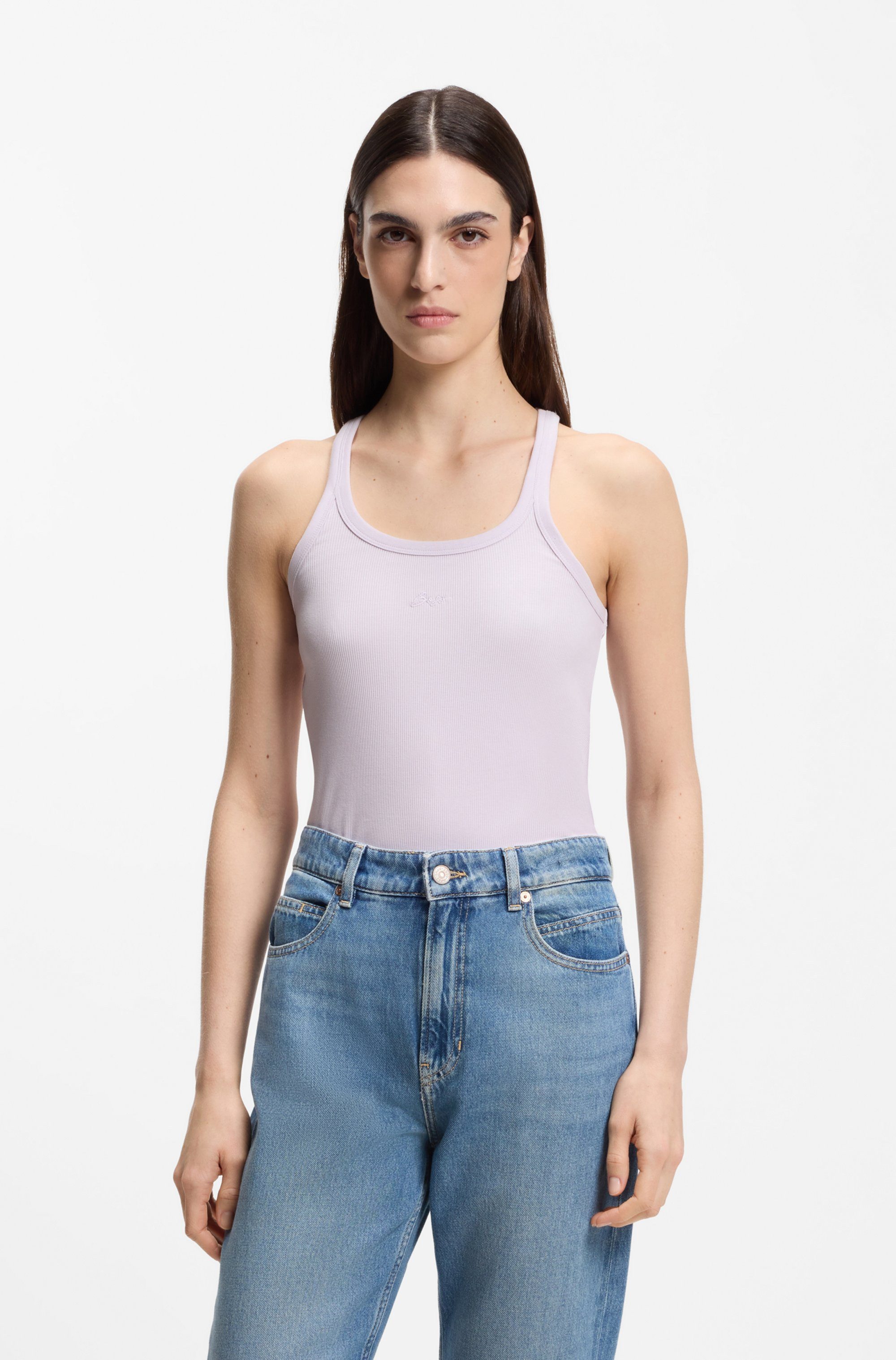 BOSS ORANGE Ripptanktop Epetite Premium Damenmode Slim Fit mit Logostickerei