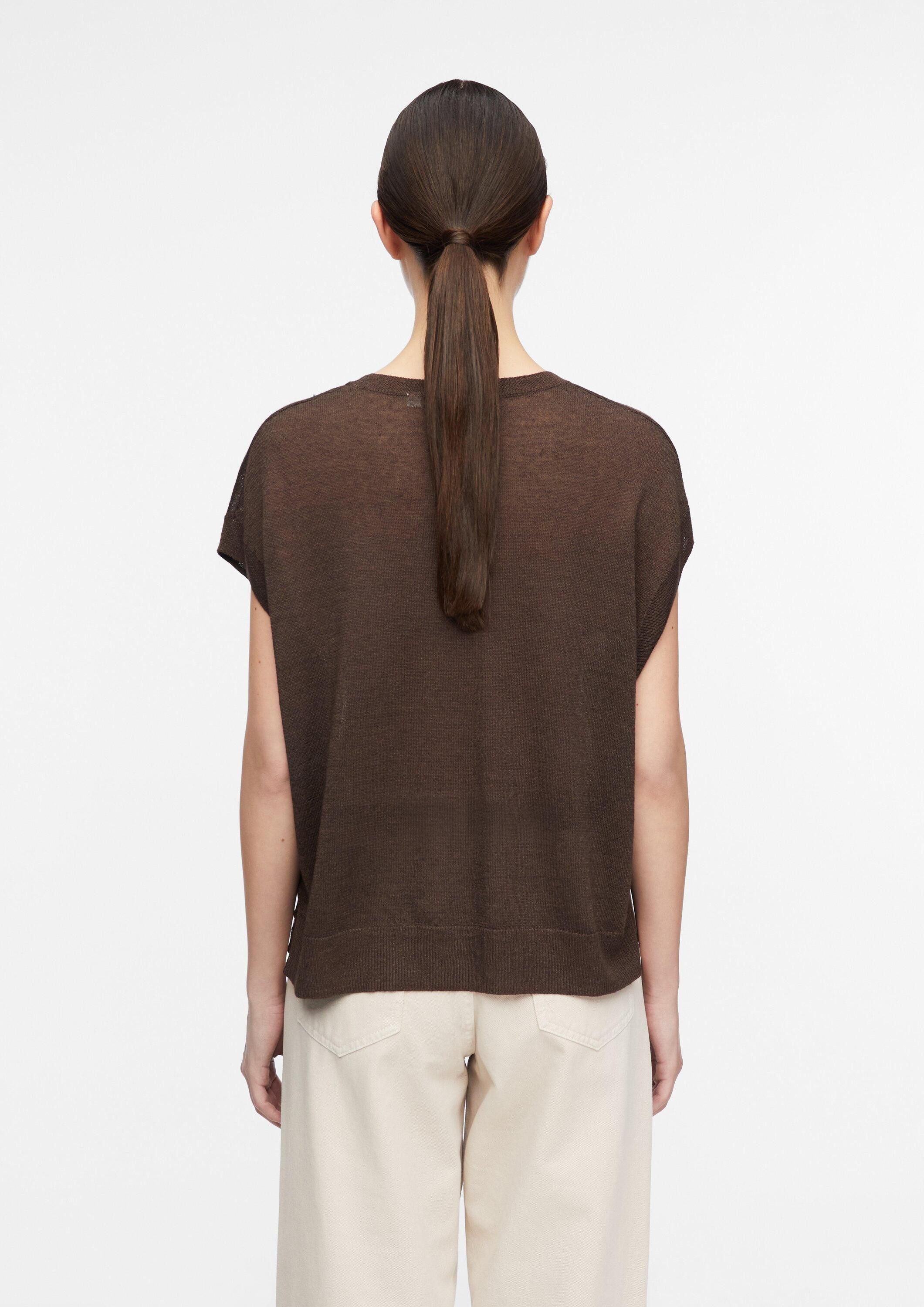 comma Kurzarmpullover Strickpullover Leichter Pullunder aus Leinenmix