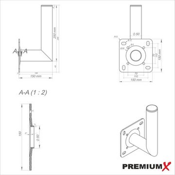 PremiumX 15cm Wandhalter Aluminium SAT Wand Halterung SAT-Halterung