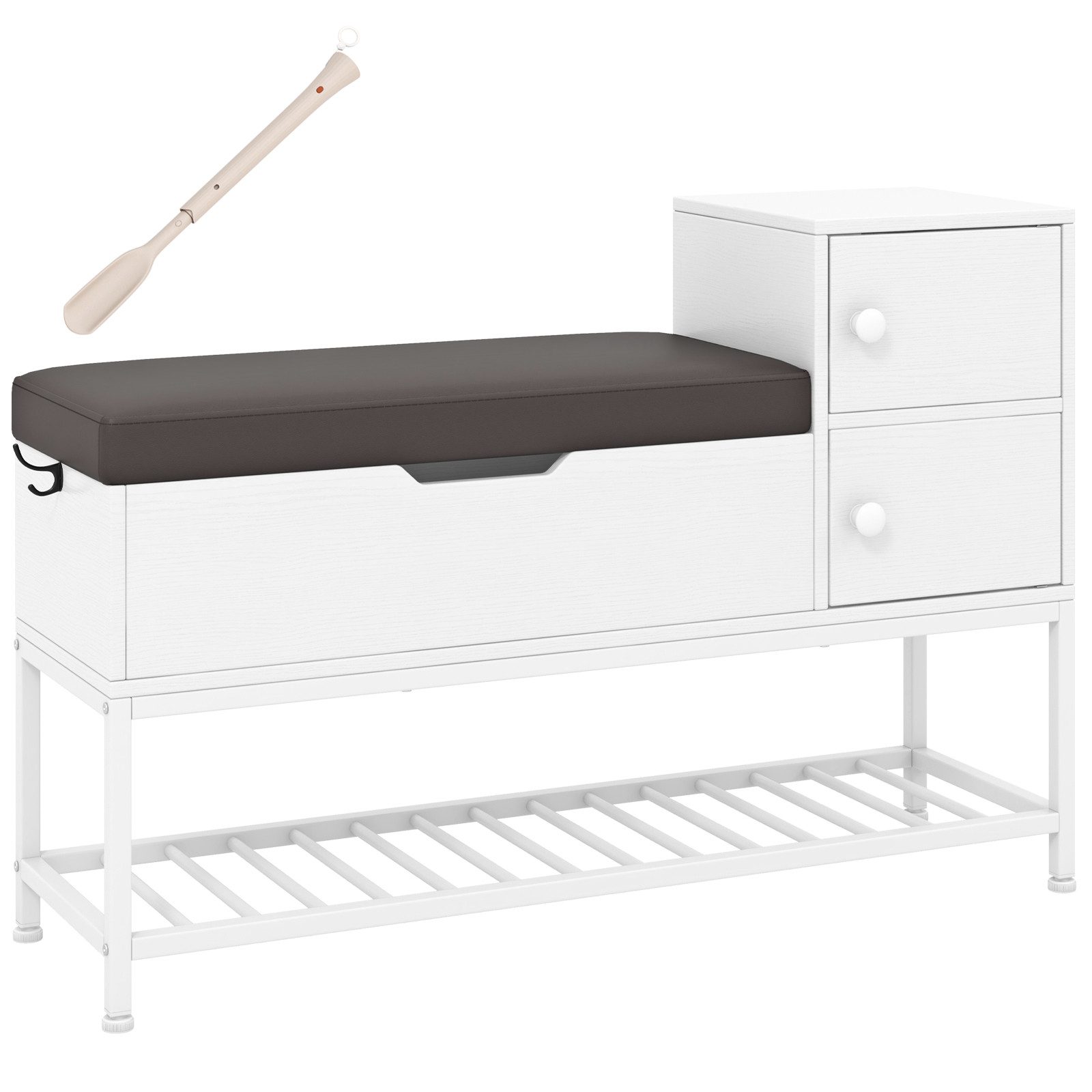 COSTWAY Schuhbank, mit Klappdeckel & Sitzkissen Schuhregal 100x30x68cm