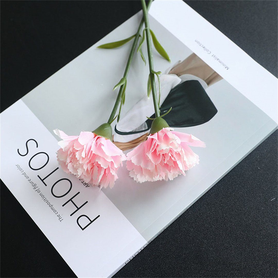 Kunstblumenstrauß künstliche 10 Mini-Nelken Nelkenblumen UG, Heimdekoration, Rosa Tischdeko Kunstblumen, L.Ru