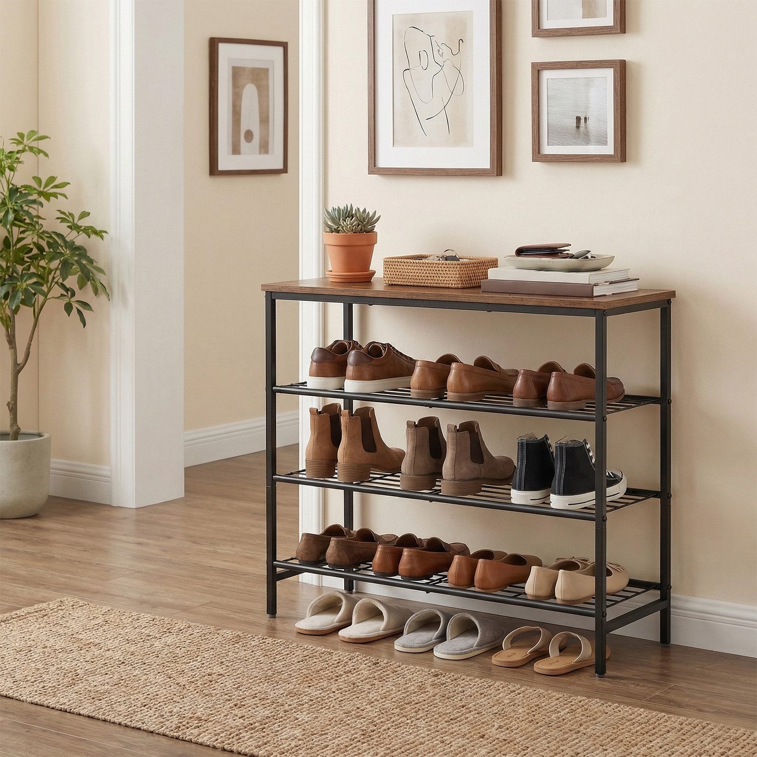 VASAGLE Schuhregal, 4 Ebenen, 30 x 75 x 69 cm, für 12-16 Paar Schuhe