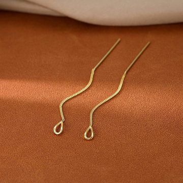 LENBEST Paar Ohrhänger 925 Sterlingsilber Kette Einfädler Ohrringe baumeln (2-tlg), für Frauen jugendlich Mädchen