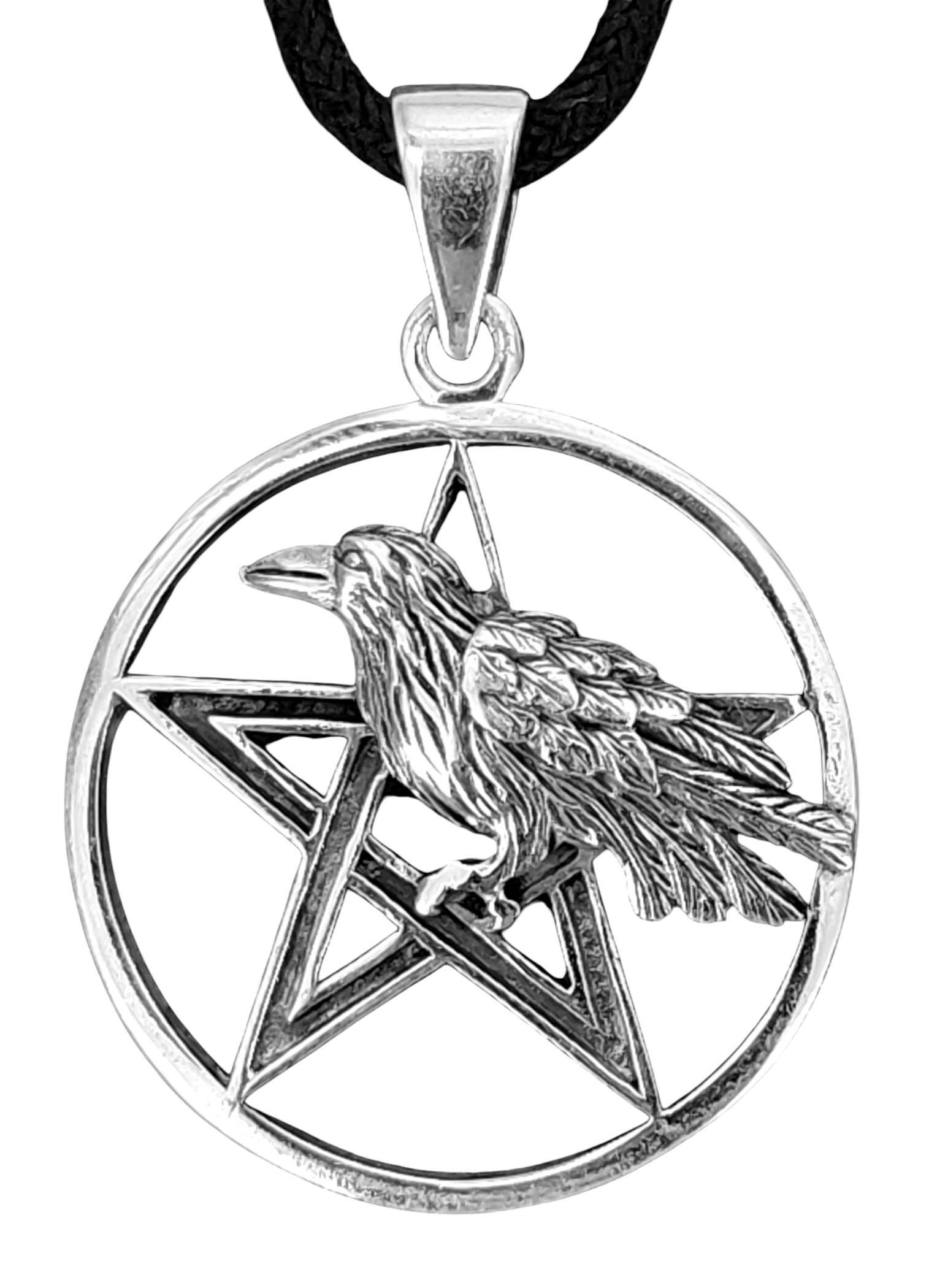 Kettenanhänger Raben Anhänger 925 Silber Odin Odins Rabe Raven Hugin Munin
