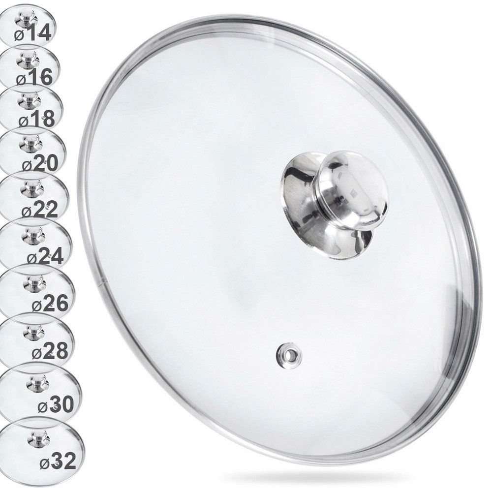 Orion Group Universaldeckel 32 cm leicht gewölbt mit Edelstahlrand, Dampföffnung, (1-tlg), spülmaschinengeeignet, hitzebeständig bis 200°C – Bild 3 von 5