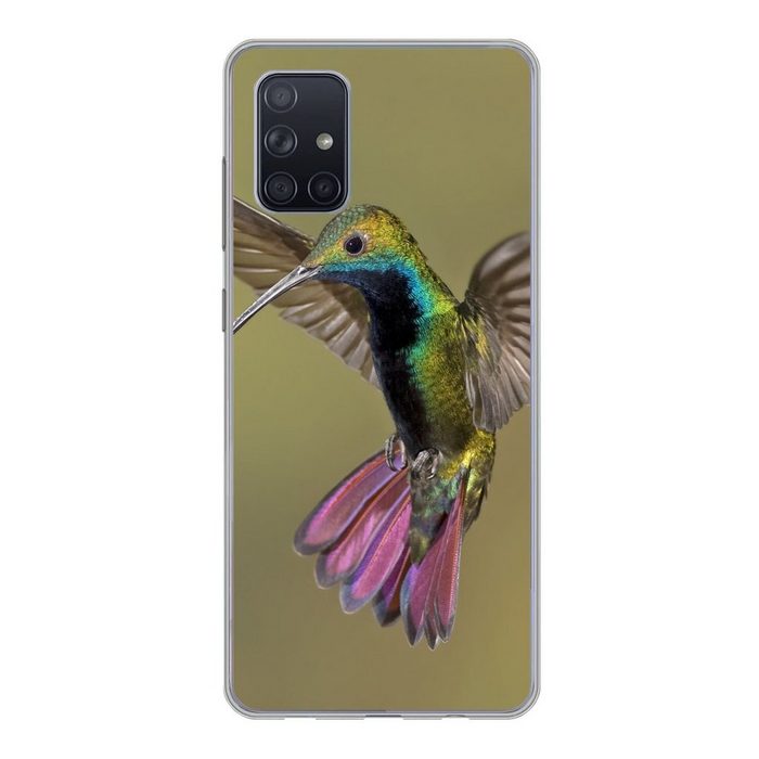 MuchoWow Handyhülle Kolibri - Grün - Lila Handyhülle Samsung Galaxy A51 Smartphone-Bumper Print Handy
