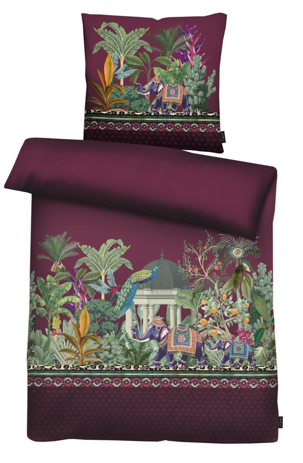 APELT Bettwäsche Karma, Satin (Bio-Baumwolle), 2 teilig, Elefantenfamilie