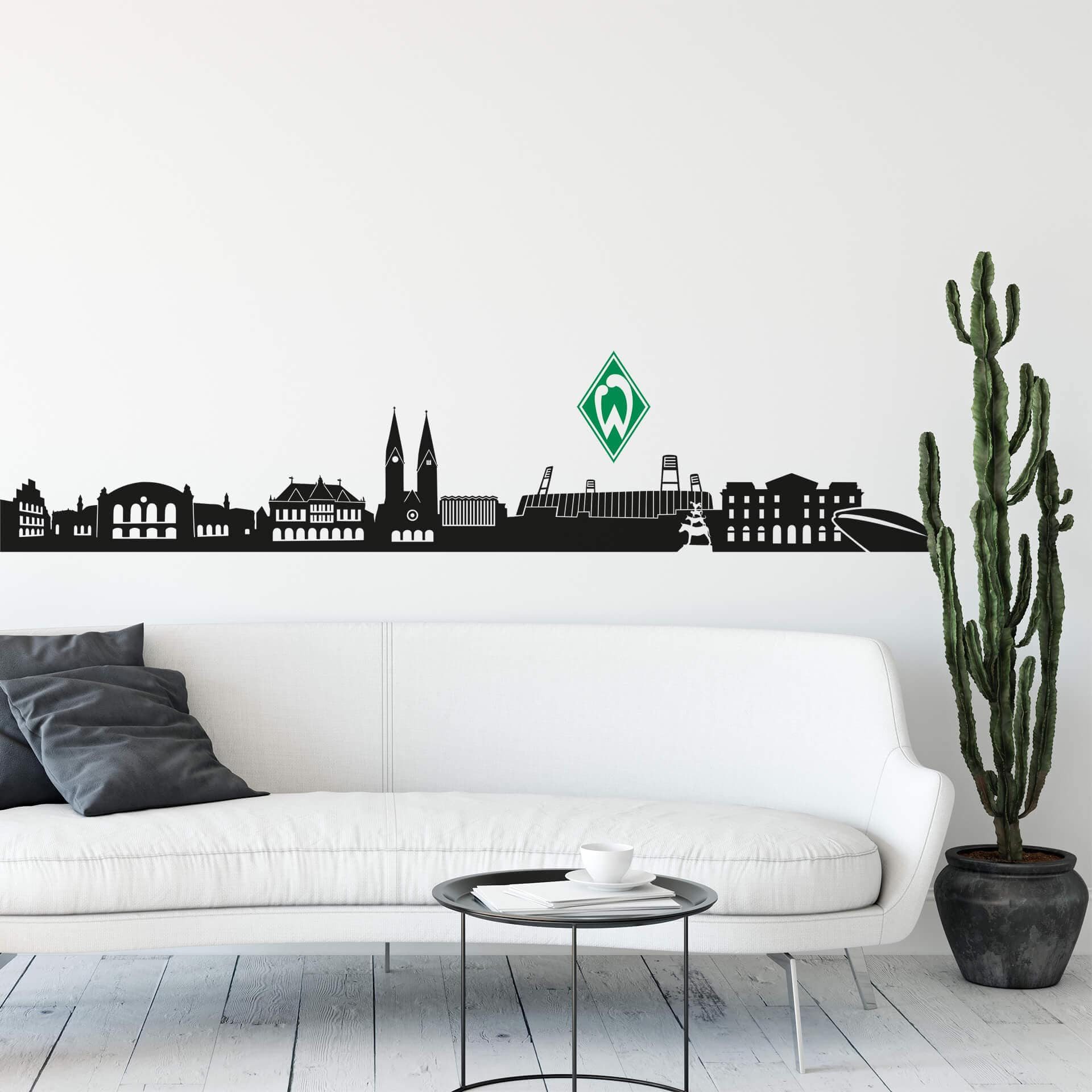 Werder Bremen Wandtattoo Werder Bremen Wandsticker Fußball Skyline selbstklebend, selbstklebendes Wandbild vom vierfachen Deutschen Meister