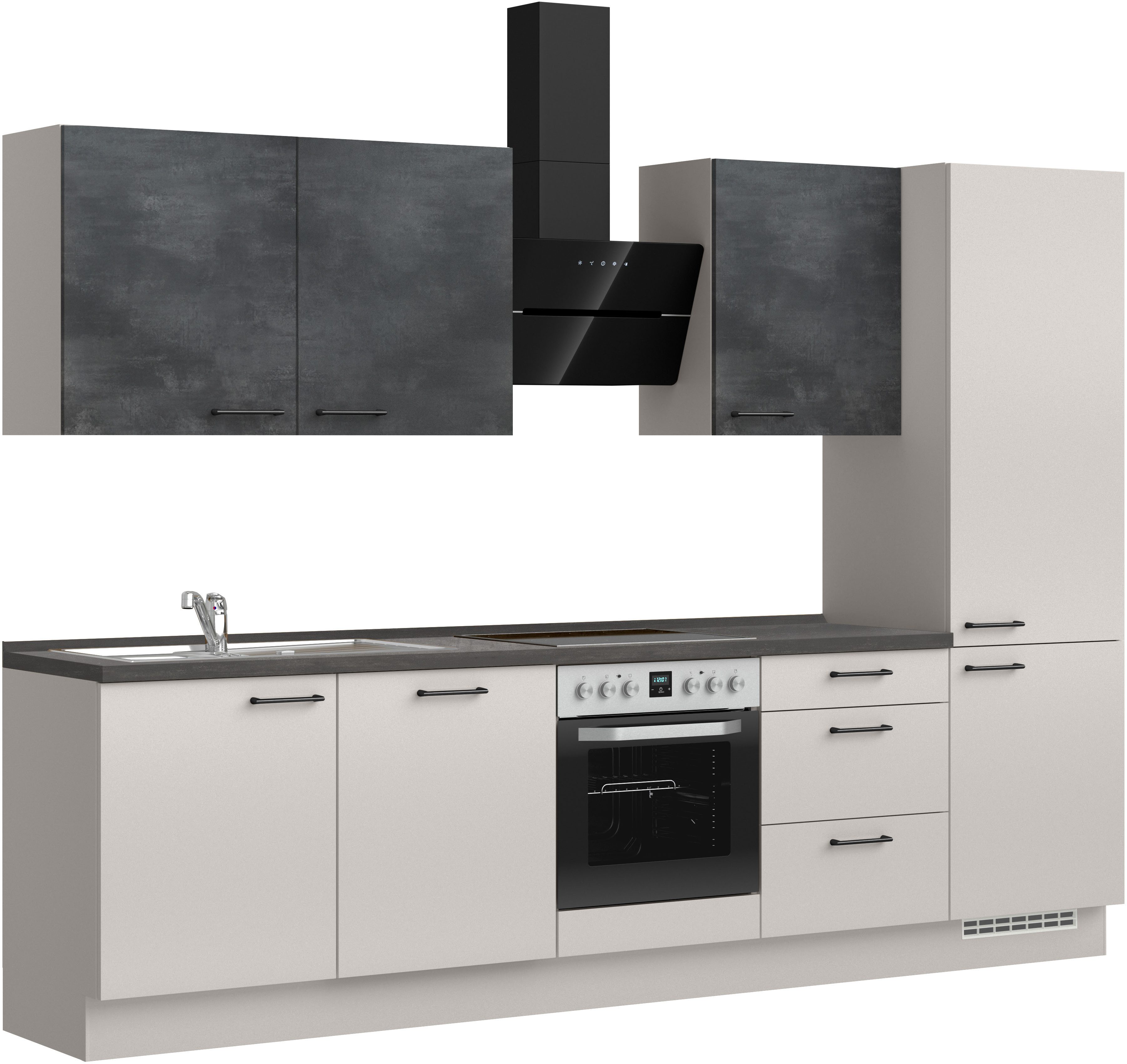 nobilia® Küchenzeile "MIAMI", NEU: individuell anpassbar mit gratis Profi-Beratung, vormontiert, Breite 300 cm, Ausrichtung wählbar, wahlw. mit E-Geräten