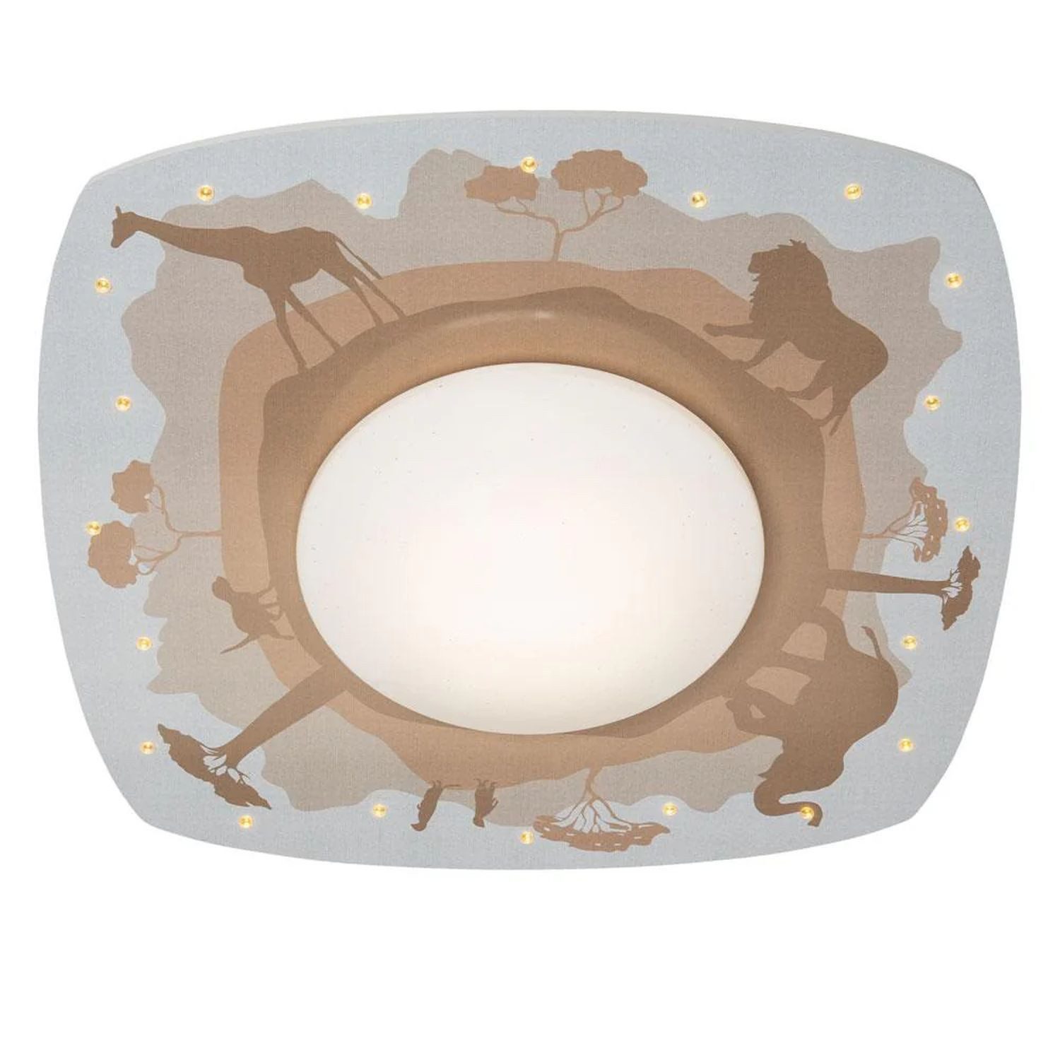 Licht-Erlebnisse Deckenleuchte RUNA, LED, Warmweiß, LED Kinderzimmer Holz B: 56 cm 3000 K 1140 lm Afrika Tiere
