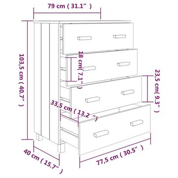 vidaXL Sideboard Sideboard HAMAR Hellgrau 79x40x103,5 cm Massivholz Kiefer (1 St)