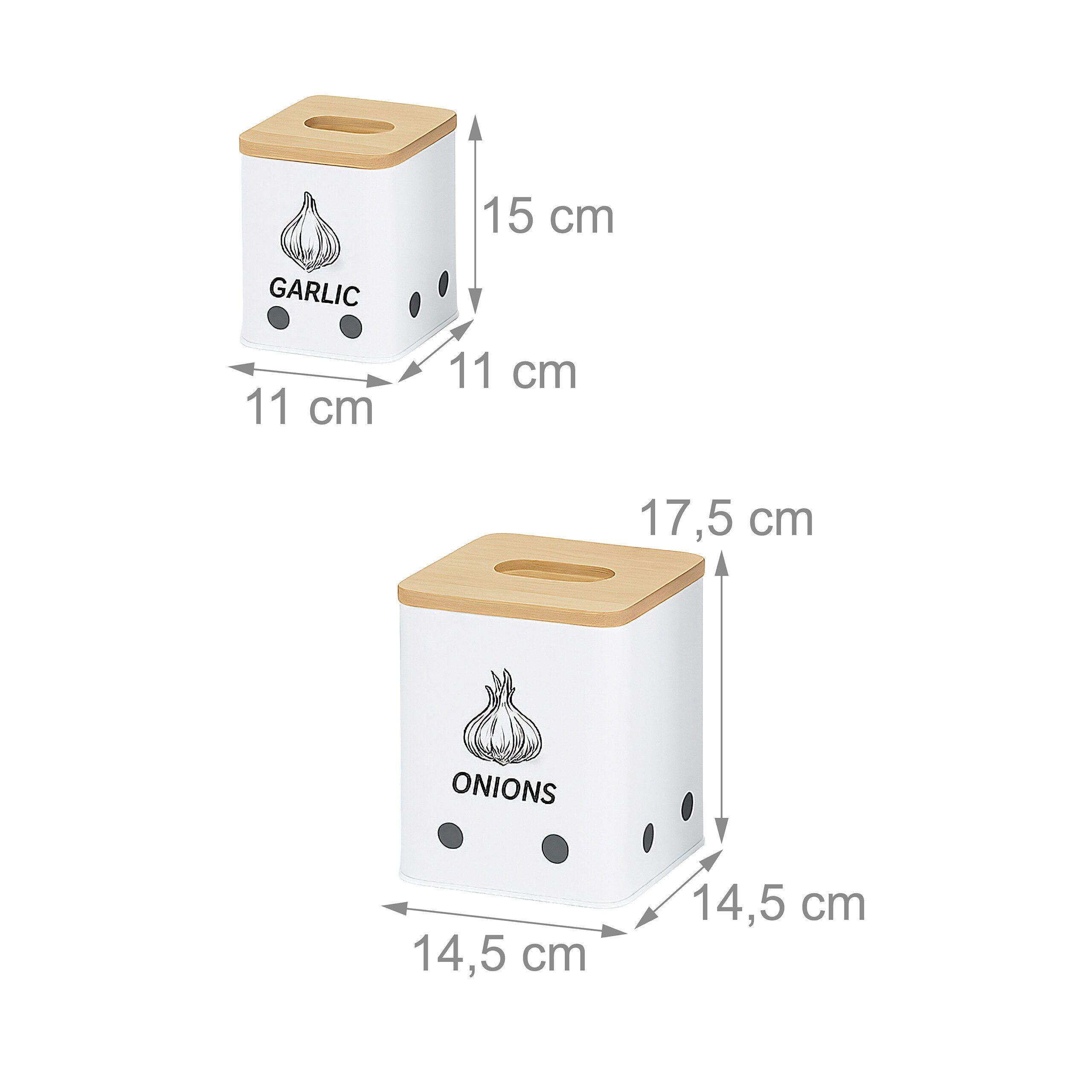 relaxdays Vorratsdose Kartoffel Aufbewahrungsbox 3er Set, Eisen, (3-tlg), weiß – Bild 4 von 5
