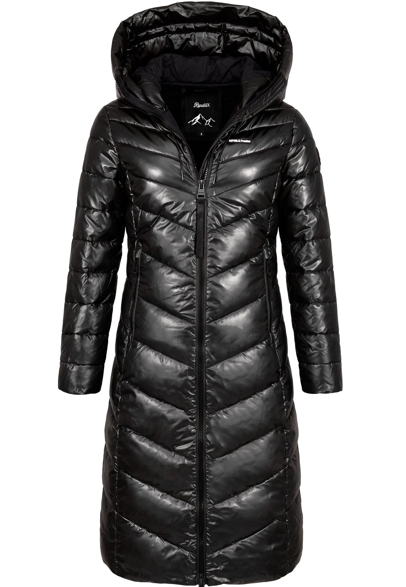 REPUBLIX Winterjacke HANA Damen Gefütterte Glanz Winter Jacke Mantel Parka mit großer Kapuze