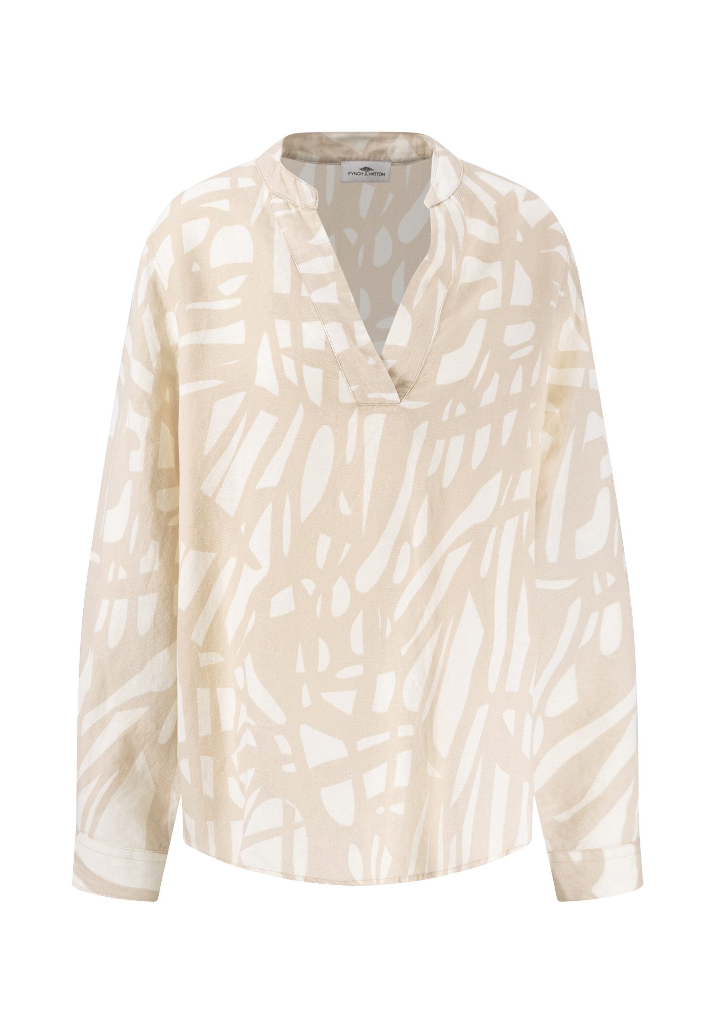Blusentop BLOUSE TUNIC ABSTRACT LINEN
