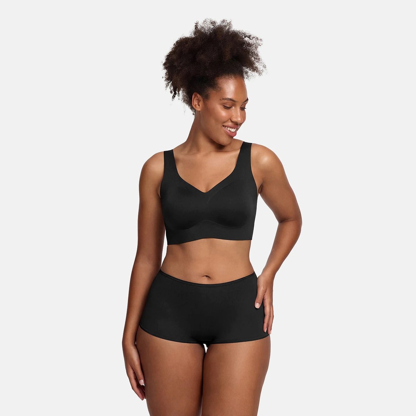 cfab (creamy fabrics) Bügelloser BH Comfort Minimizer Back Support BH-Schwarz-XL (1-tlg)