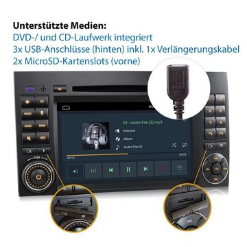 XOMAX XOMAX XM-D10ZA: 2DIN Autoradio mit Android 10 Navi 7 Zoll Touchscreen Monitor, Bluetooth, DVD, CD, SD und USB (passend für Mercedes) Autoradio