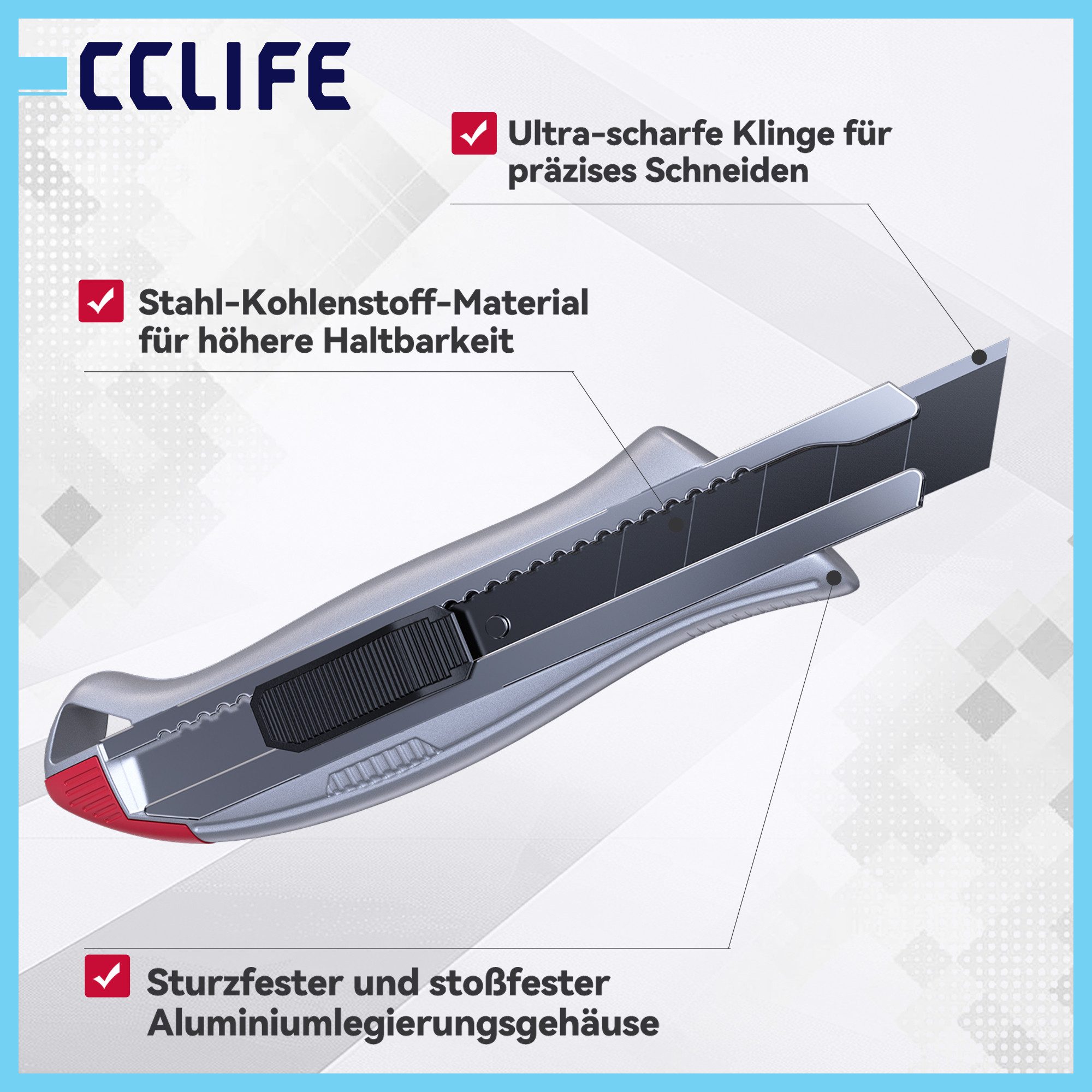CCLIFE Cuttermesser CCLIFE Profi Werkzeugset 7-teilig fuer Haushalt und Werkstatt, (7-tlg) – Bild 4 von 5
