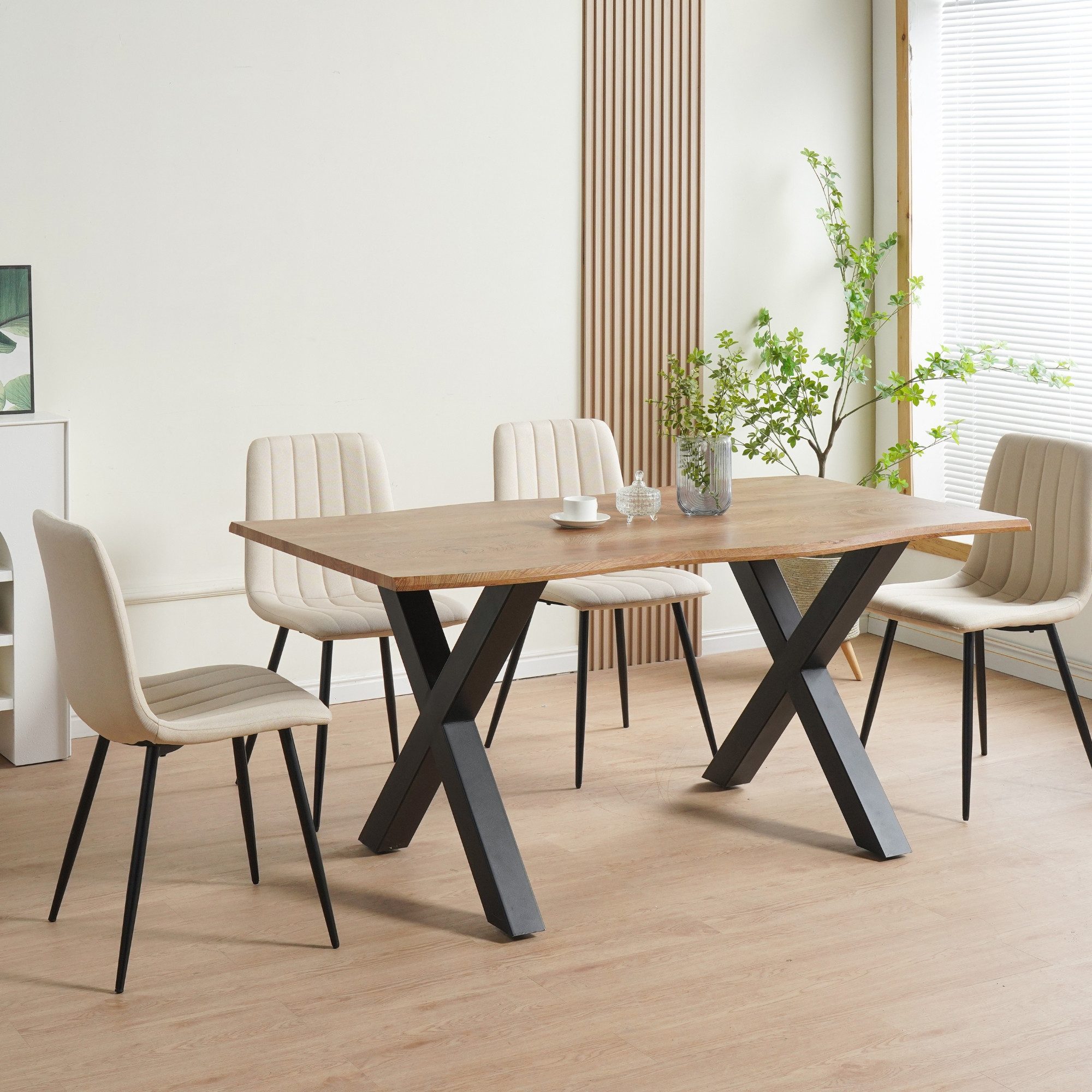 Albatros International Esszimmerstuhl Esszimmer Stühle 4 er Set GARDA, Stuhl Stühle Esszimmerstühle, Küche (4er Set, Beige, Stoff Bezug), Küchenstuhl Küchenstüh – Bild 4 von 5