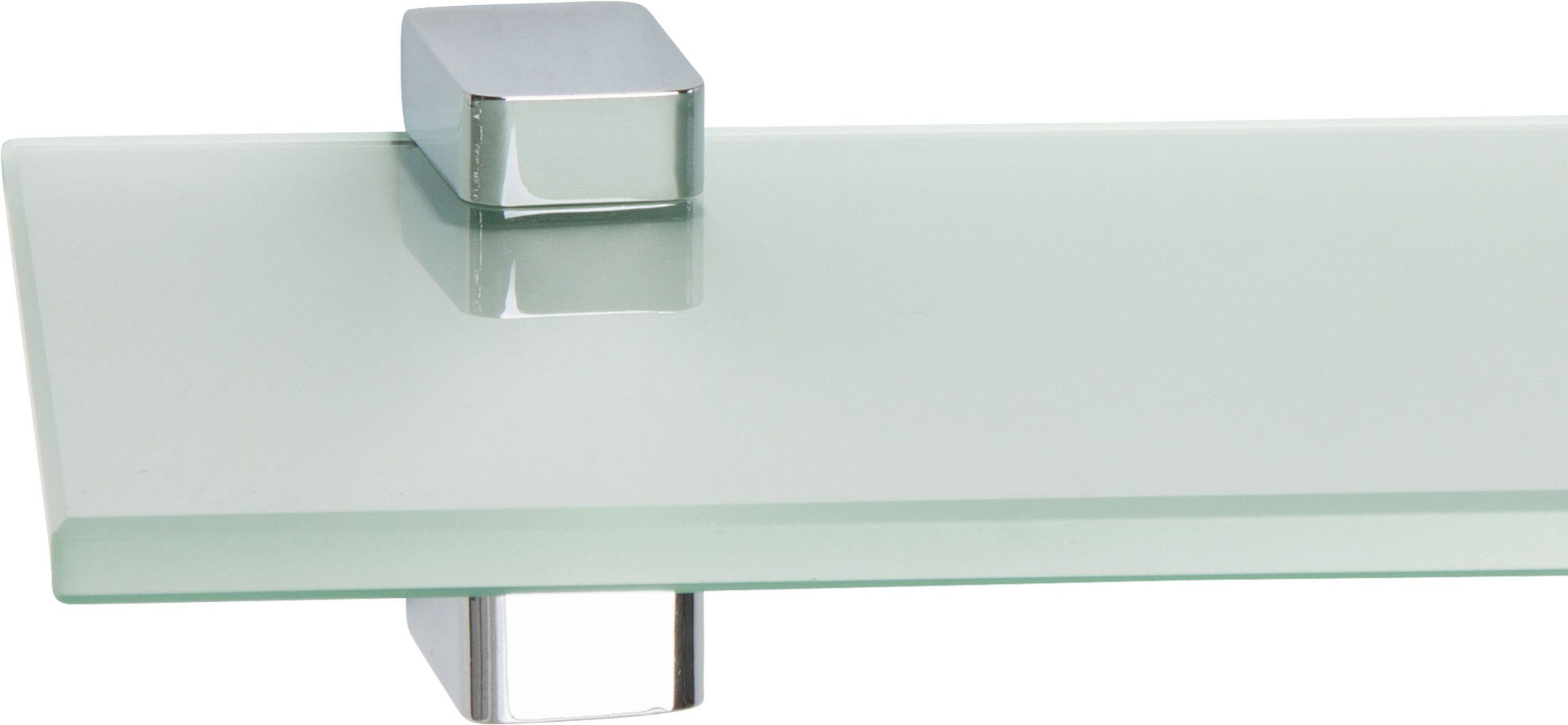 ib style Wandregal Glasregal 10mm satiniert 40 x 20 cm + Clip CONO Verchromt, Glasboden aus ESG-Sicherheitsglas - Wandregal