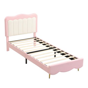 MODFU Polsterbett Doppelbett mit Lattenrost, Kunstleder süßes Mädchenbett (Kinderbett 90*200 cm), ohne Matratze