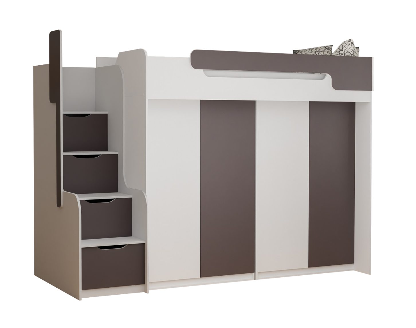 Möbel-Zeit Hochbett Hochbett DORIAN mit 2 Schränken