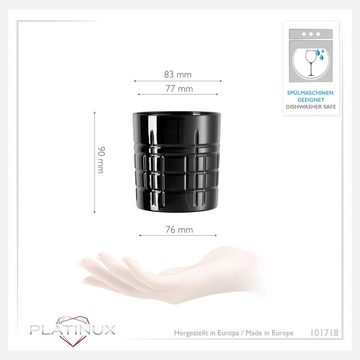PLATINUX Glas Schwarze Trinkgläser mit Muster, Glas, 250ml (max. 300ml) dunkle Whiskeygläser Saftgläser Wassergläser