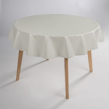 laro Tischdecke Wachstuch-Tischdecken Hochglanz Weiß Rund 140cm