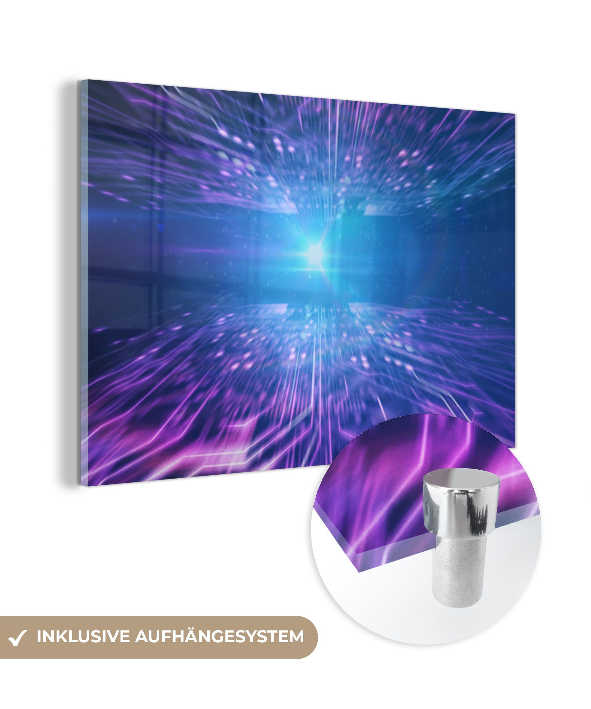 MuchoWow Acrylglasbild Platine mit violettem und blauem Licht, (1 St), Acrylglasbilder Wohnzimmer & Schlafzimmer
