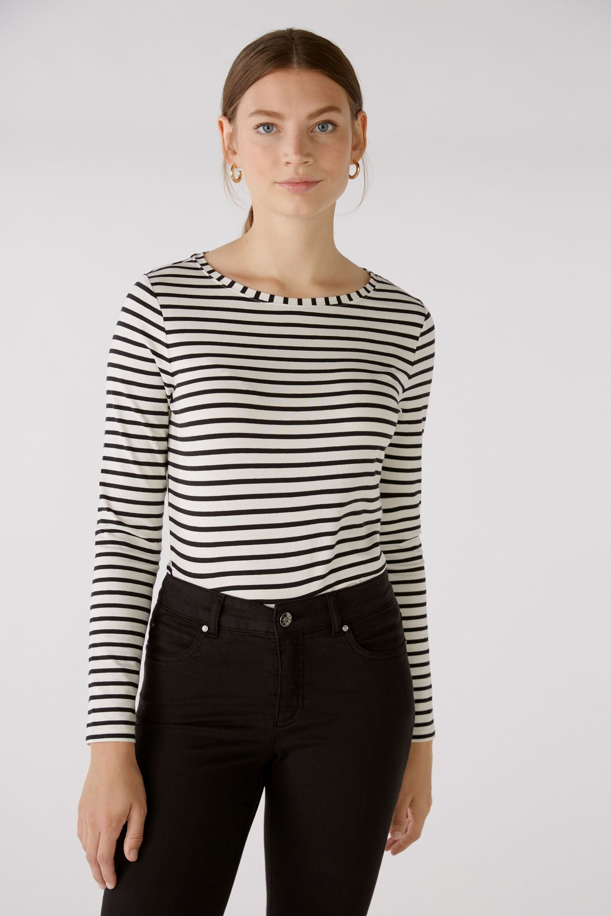 Oui Langarmshirt SUMIKO Langarmshirt elastische Cotton-Modalmischung günstig online kaufen