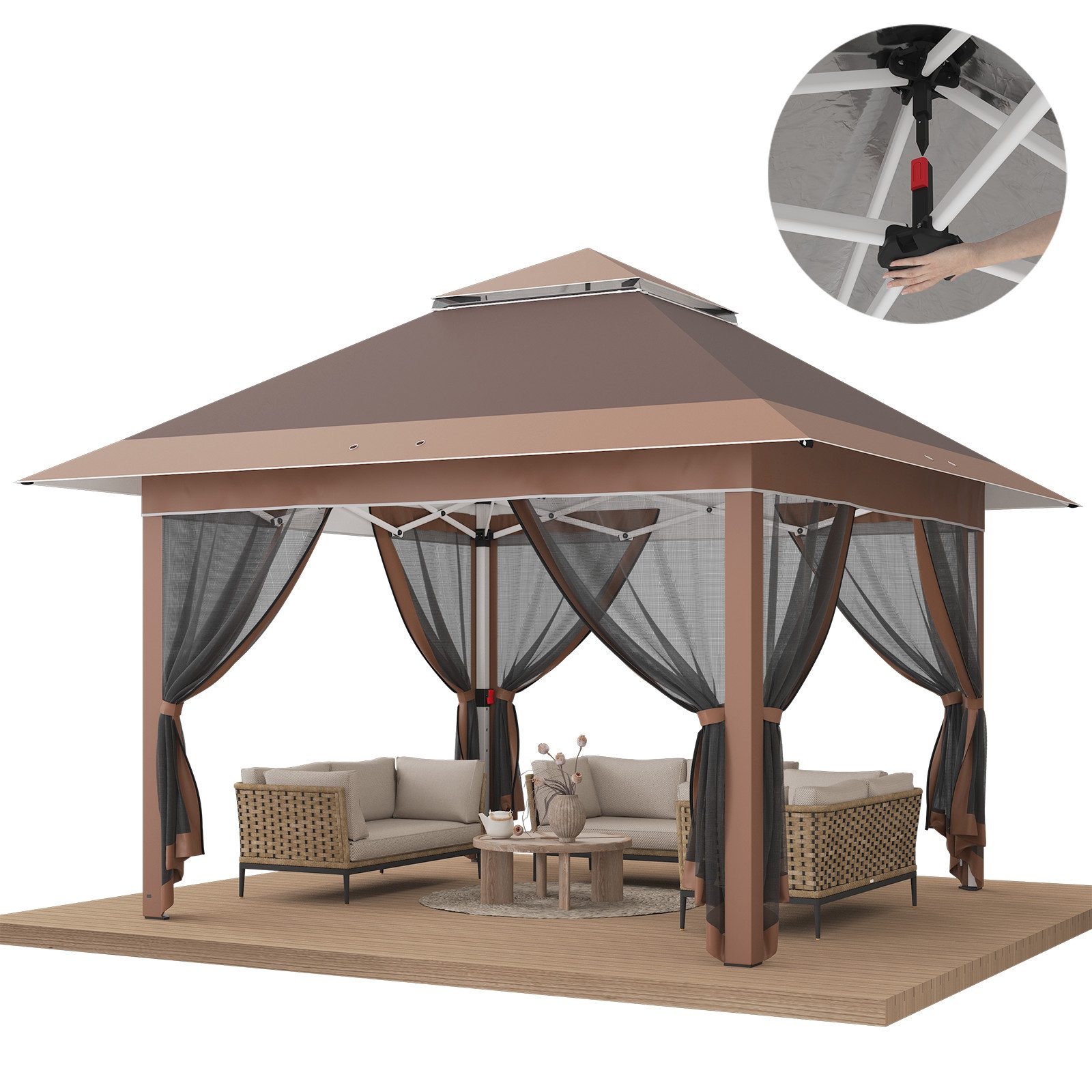 HOMALL Pavillon Gartenpavillon, faltbarer Pop-up-Pavillon mit Moskitonetz, günstig online kaufen