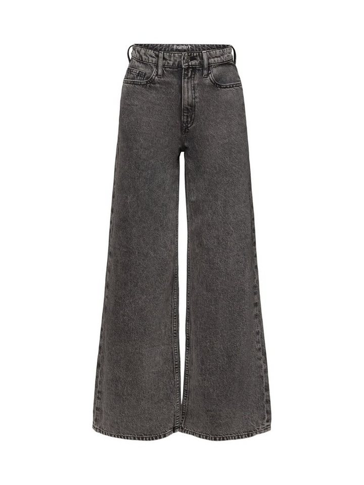 zusätzlichem Denimqualität nachhaltiger und weitem mit Esprit Stretchanteil aus Bein, Retro-Jeans Jeans hohem Bund mit Weite Baumwolle