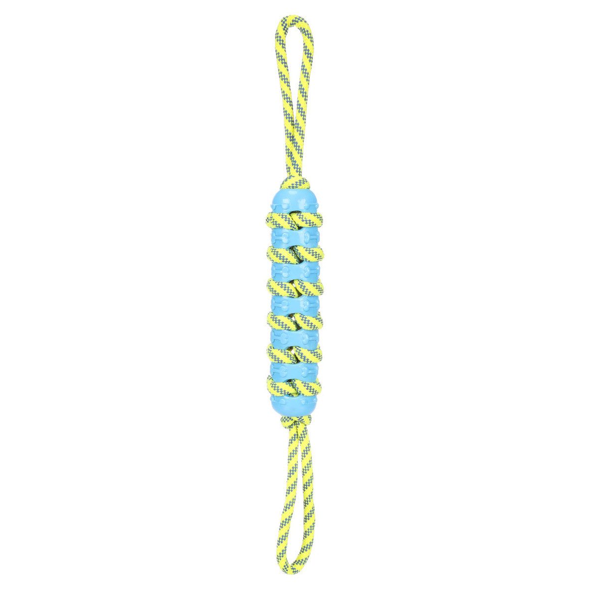 Spielknochen Hundespielzeug Tofla Zerrseil Stick blau/gelb