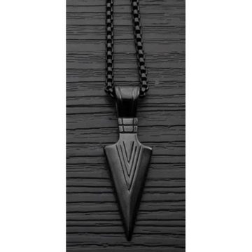 KARMA Statementkette Halskette Herren Edelsthl schwarz Pfeilspitze (Herrenschmuck Pfeilspitze Kette), Herrenkette