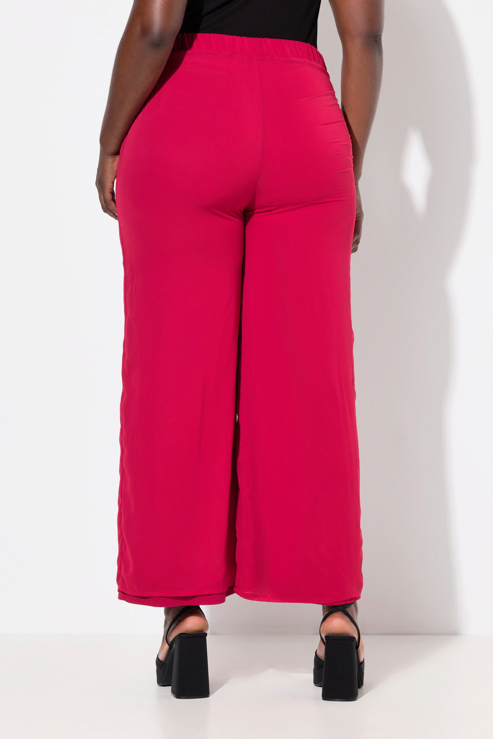Ulla Popken Schlupfhose Chiffonhose doppellagig weites Bein Elastikbund