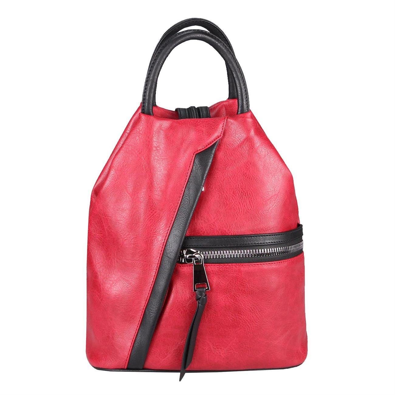 ITALYSHOP24 Rucksack Damen CityRucksack Tasche Umhängetasche, als Rucksack  & Handtasche tragbar, viele Farben/Variationen
