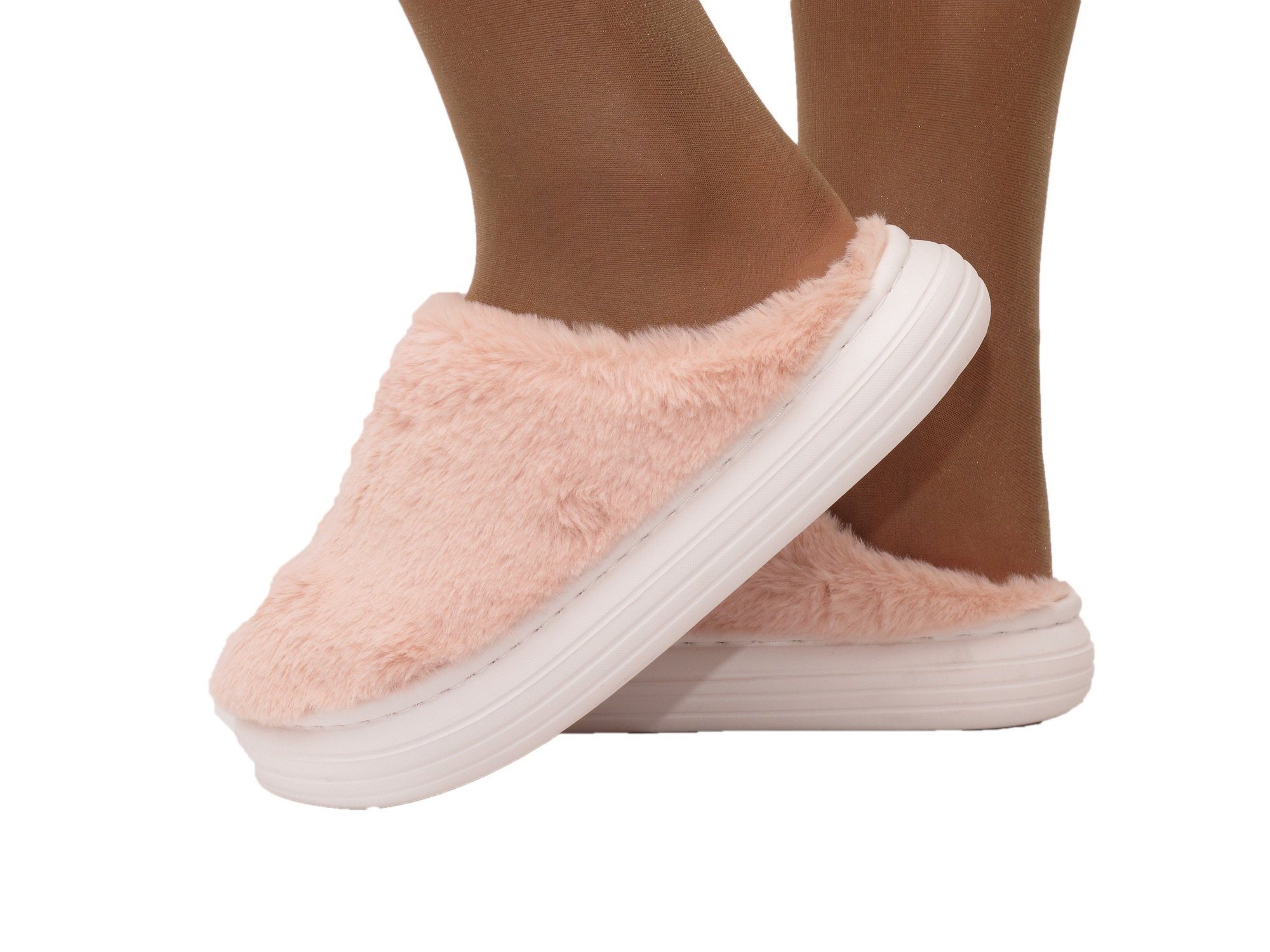 Markenwarenshop-Style Hausschuhe Slipper Winter Damen Flauschig Air Cosy 40-41 Farbe: rosa Plüsch Hausschuhe