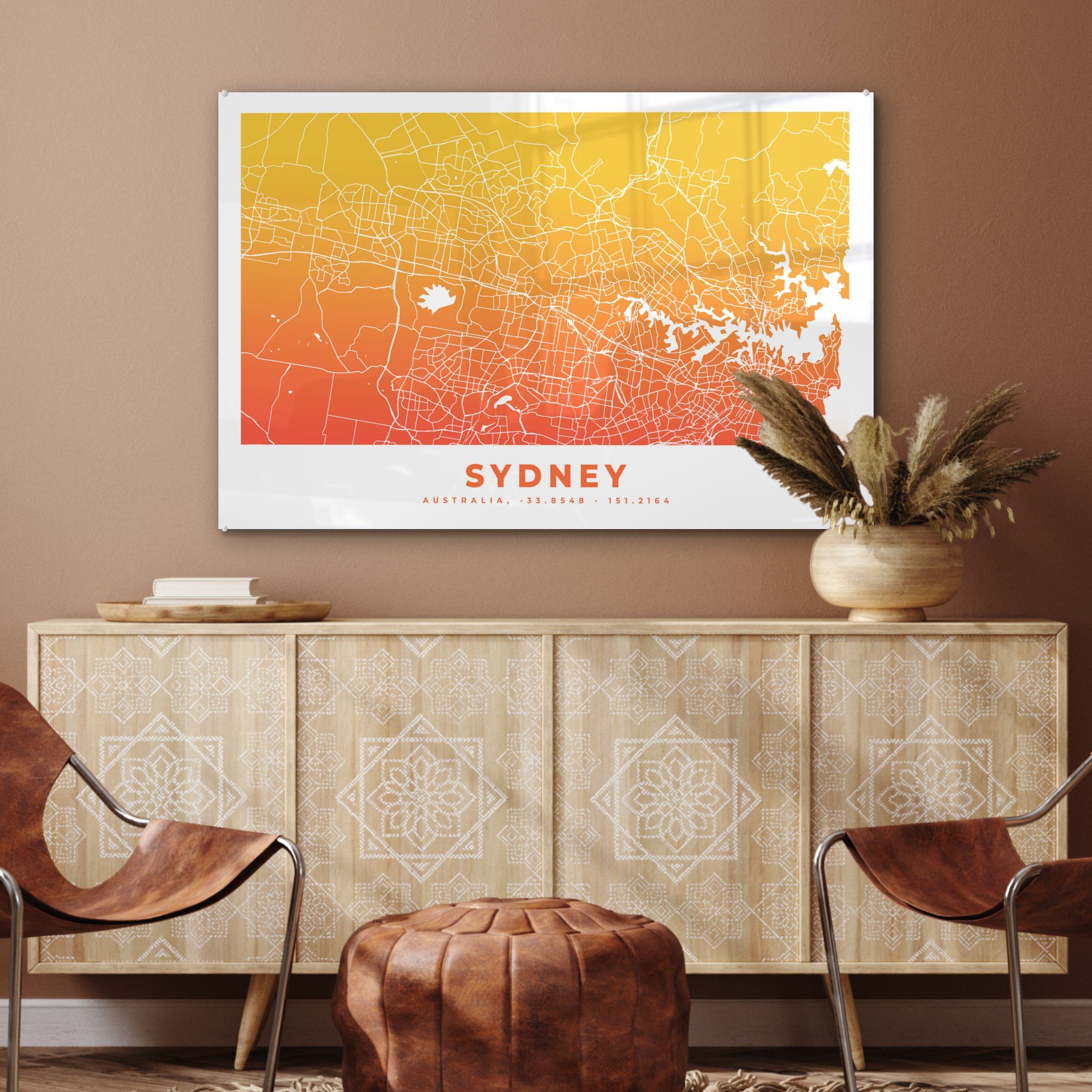 - - St), Acrylglasbilder Acrylglasbild Sydney Schlafzimmer MuchoWow Stadtplan (1 Australien, & Wohnzimmer